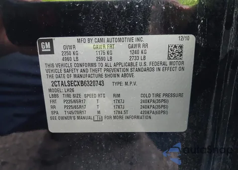 2011 GMC Terrain Sle-2 z USA, uszkodzony, nr VIN 2CTALSECXB6320743